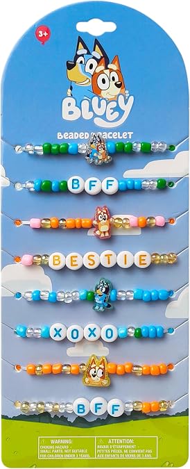LUV HER Kids Jewelry 8 Pack Beaded Friendship Bracelets Lightweight Colorful Fun for Girls Ages 3+ Gift-Ready BFF Theme