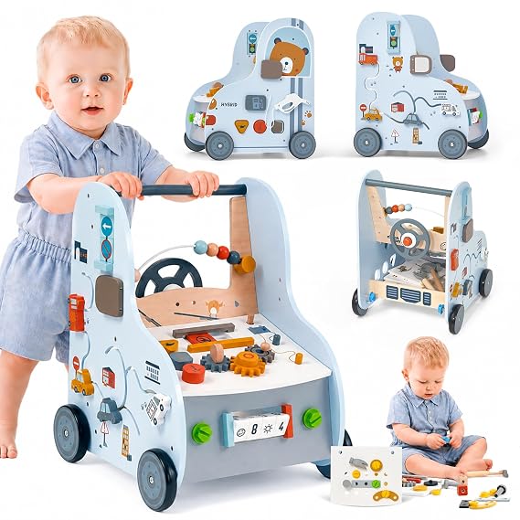 Giant bean 11-in-1 Car Wooden Kids Walker with Activity Center