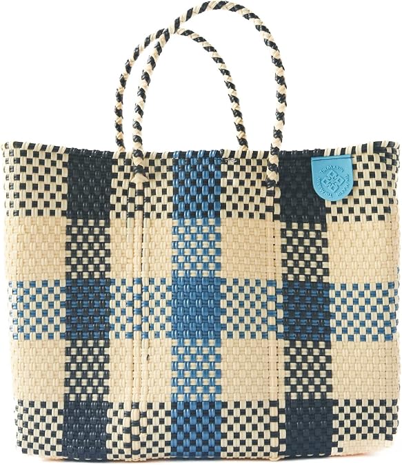 Cabo Medium Woven Crossbody Bag Resort Collection | Recycled Plastic | Artisan Handmade in Mexico | Adjustable Strap, Mesh Pouch, Water-Resistant, Eco-Friendly Travel Purse