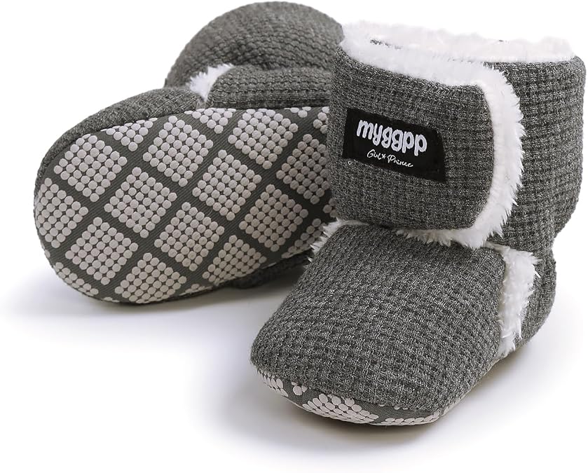 Ohwawadi Infant Baby Boots Boys Girls Cozy Fleece Slippers Snow Boots Winter Baby Girl Shoes Warm Baby Crib Footwear for Newborn Toddlers