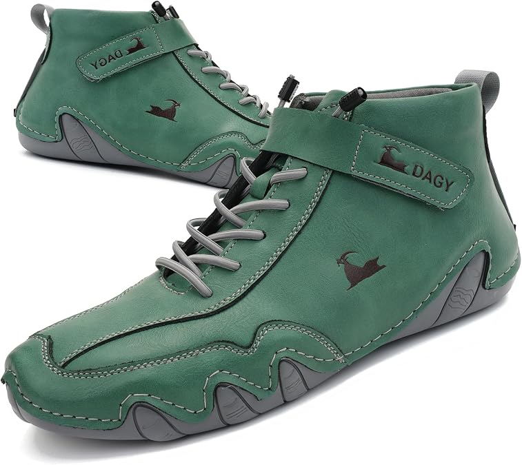 Boxpopla Men's Italian Handmade Suede Ankle Boots,Driving Beck Shoes for Men Casual Boots Waterproof Genuine Leather Breathable Non-Slip Lightweight Chukka Fashion