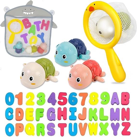 Bath Toys for Kids Ages 1-3 - Baby Water Table Pool Toys for Toddlers Mold Free Wind-Up Turtle Toy Bathtub Shower Toy for Infants Babies 6-12-18 Months 1 2 3 4 Year Old Girls Boys Birthday Gifts