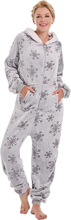 Onesie Pajamas for Women Fleece Womens Onesie Pajamas, Fuzzy Pajama Onesies for Women