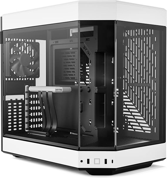 Hyte Y60 Modern Aesthetic Dual Chamber Panoramic Tempered Glass Mid-Tower ATX Computer Gaming Case with PCIE 4.0 Riser Cable Included, White (CS-HYTE-Y60-BW)