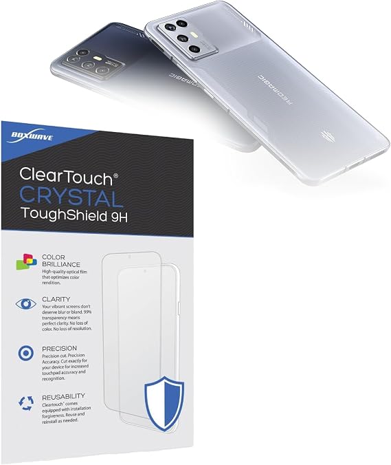 BoxWave Screen Protector Compatible with Nubia Red Magic 6R - ClearTouch Crystal ToughShield 9H (2-Pack), Clear 9H Tough Flexible Film Screen Protector