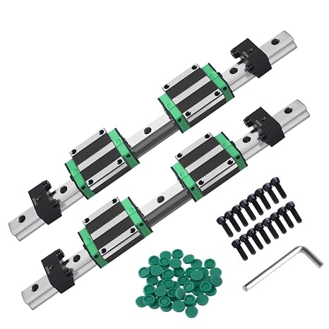 Linear Guide Set 2 Pieces HGR20-300 mm Linear Rail Guide Rail with 4 Pieces HGW20CC Sliding Block + 4 Pieces Boundary Block for 3D Printer CNC Machine