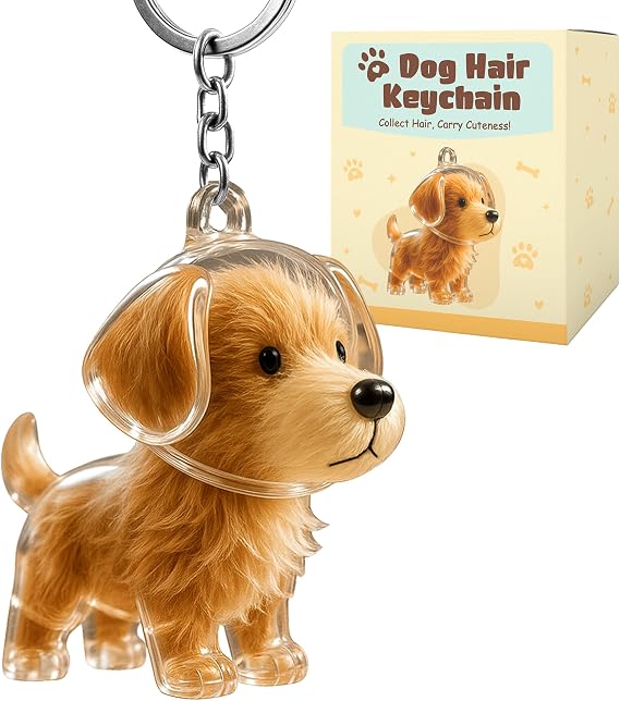 Dog Fur Keepsake, Acrylic Pets Fur Memory Charm, Dog Hair Keychain, Cute Dogs Hair Collector Keychain, Refillable Pet Furs Keepsake Storage, Transparent Key Chain Holder Gifts for Pet Lovers