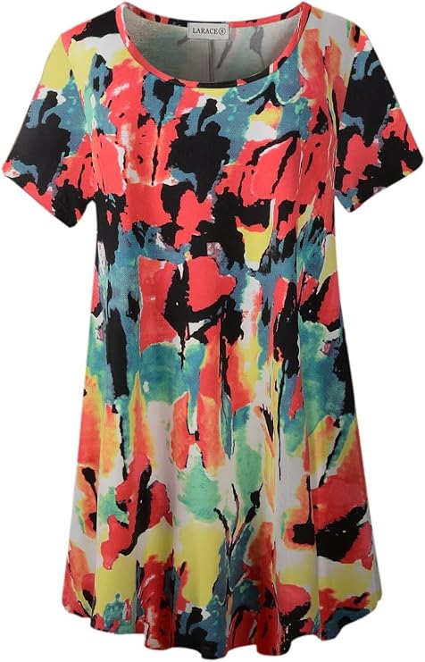 LARACE Plus Size Tops for Women Short Sleeve Summer Tunic Shirt for Legging