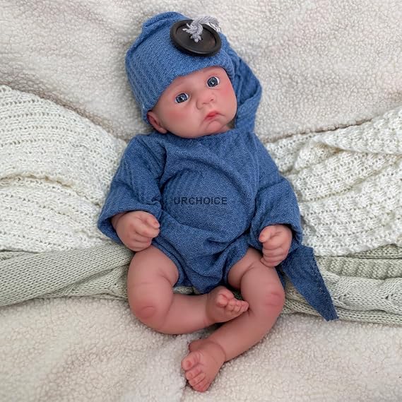 16''Realistic Silicone Body Reborn Baby Dolls Boy Gift for Kids (Tan)