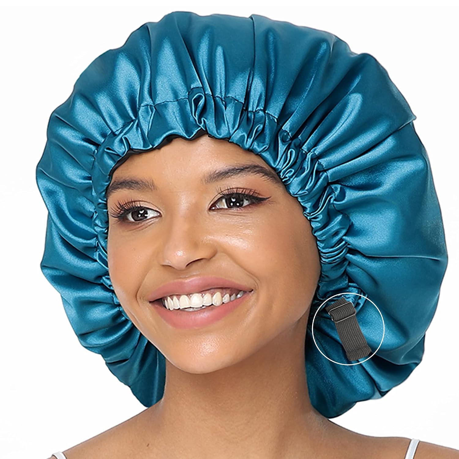 COMFYROLL Silk Satin Bonnet for Sleeping and Hair Protection - Adjustable, Double Layered Satin Cap for Curly Natural Hair