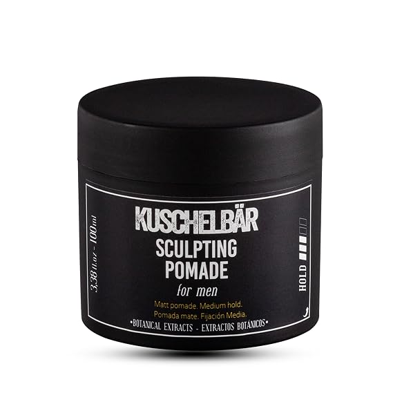 KUSCHELBAR Matte Hair Pomade for Men | Medium Hold | Matte Finish | Hair Wax with Kaolin Clay & Beeswax | Natural Look | Botanical Extracts | Nourishing, Non-Greasy Styling | 3,38 fl.oz.