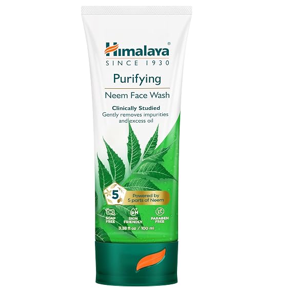 Himalaya Purifying Neem Face Wash Normal to Oily Skin, Gently Removes Impurities and Excess Oil, Clinically-Studied, Powered by 5 Parts of Neem, pH Skin Friendly, 3.38 fl oz (100 ml)