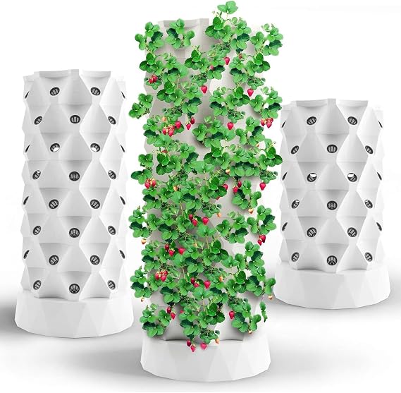 6 Layers 48 Pots Hydroponics Tower Growing System, Vertical Hydroponic Planter with Water Pump, Indoor Outdoor Hydroponic Growing Kit for Strawberries, Tomatoes, Lettuce, Home Garden Planting System