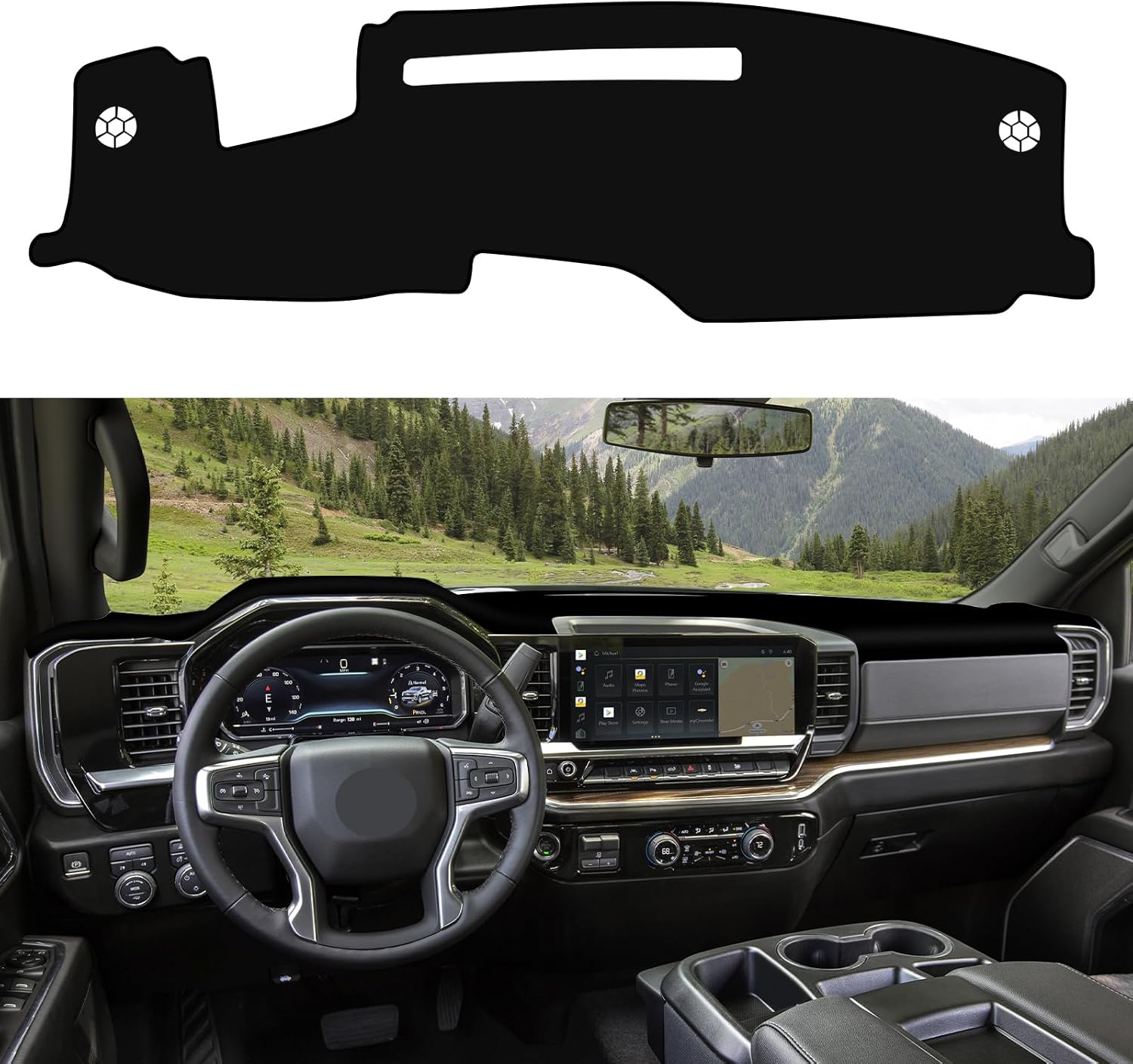 Dashboard Cover for 2022 2023 2024 2025 Chevy SilveradoGMC Sierra 1500 2500HD 3500HD, UV Protection, Non-Slip Dash Covers, Car Dash Mat Protector & Sunshield Black