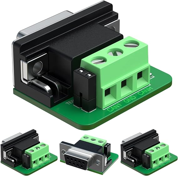 CAN DB9 120ohm Selectable Terminal, CAN DB9 Female to 3 pins Terminal (4 Pack)