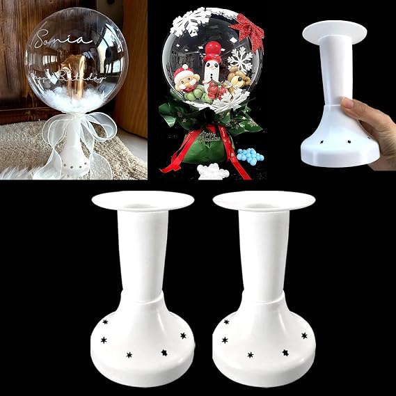 2 Pcs Bobo Balloon Stand,Clear Balloon Stick Holder with Base for Bubble Balloon Bouquet,Birthday,Wedding,Baby Shower and Anniversary Decoration,Balloon Stuffing Machine Accessories