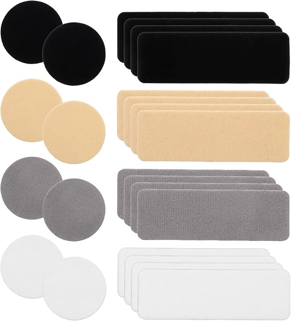 24PCS Shoe Patches for Holes, 4 Colors Shoe Heel Repair Patches Rectangular Round Form Shoe Repair Patches Shoe Prevention Toe Self-Adhesive Shoe Repair Kits Tape Pads for Sneakers Mesh Shoes