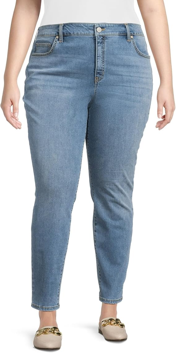 Terra & Sky Women's | High Rise | 5-Pocket | Plus Size Skinny Jeans | Regular and Petite