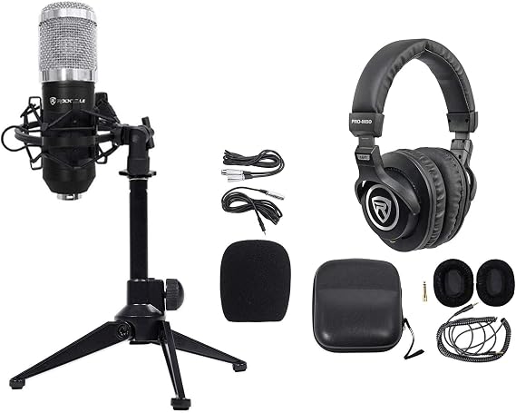 Rockville RCM01 Gaming Mic Bundle with RDTS Tripod and PRO-M50 Headphones