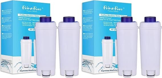 4-Pack PrimaPure Coffee Espresso Machine Water Filter Replacement For DeLonghi DLSC002, DLS C002, SER3017, 5513292811, ESAM, ECAM, ETAM Series