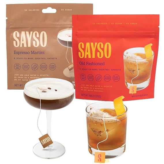 SAYSO Cocktail Tea Bags - Espresso Martini & Old Fashioned Cocktail Mixers Bundle