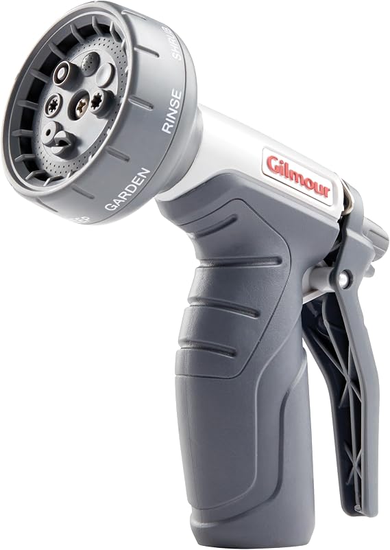 Gilmour Light Duty Garden Hose Nozzle with 8 Pre-Set Spray Patterns, Water Hose Nozzle for Watering Garden or Lawn