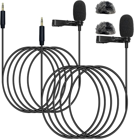 Lapel Lavalier Omnidirectional Condenser Wired Lavalier Microphone for DJI Mic 2 for Rode Wireless GO 2 / II Transmitter (2 Pack Straight 3.5mm TRS Plug for DJI for Rode)