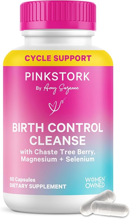 Pink Stork Birth Control Cleanse with Chaste Tree Berry (Vitex), Magnesium, and Selenium Hormone and Menstrual Support for Women 60 Capsules