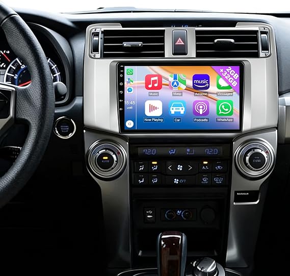 Wireless Carplay Car Radio for Toyota 4Runner 2009 2010 2011 2012 2013 2014 2015 2016 2017 2018 2019, 9'' Touch Screen Upgrade for 4Runner Bluetooth, Android Auto, GPS, WiFi, FM, SWC, Mic, Backup Cam