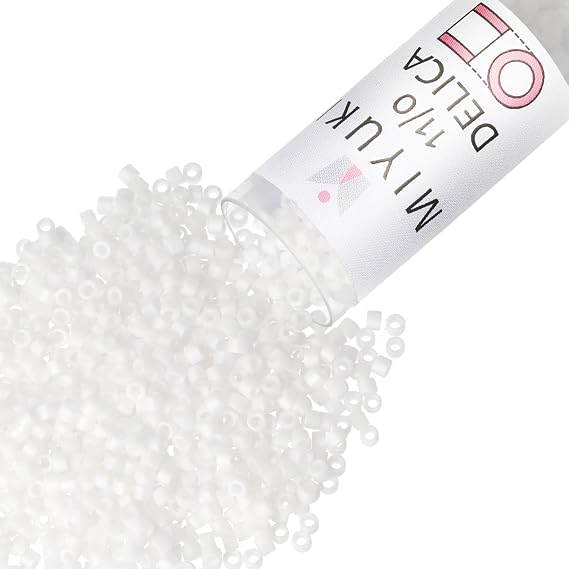 Miyuki Delica Seed Beads | Size 11/0 (1.6 mm), DB0351, Matte White, 7.2 g, Approx. 1440 Beads, Made in Japan