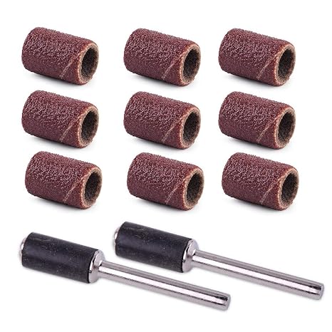 100PCS 1/4" Sanding Bands Sleeves with 2 Drum Mandrel Rotary Tool for Electric Power Tool DIY 240#