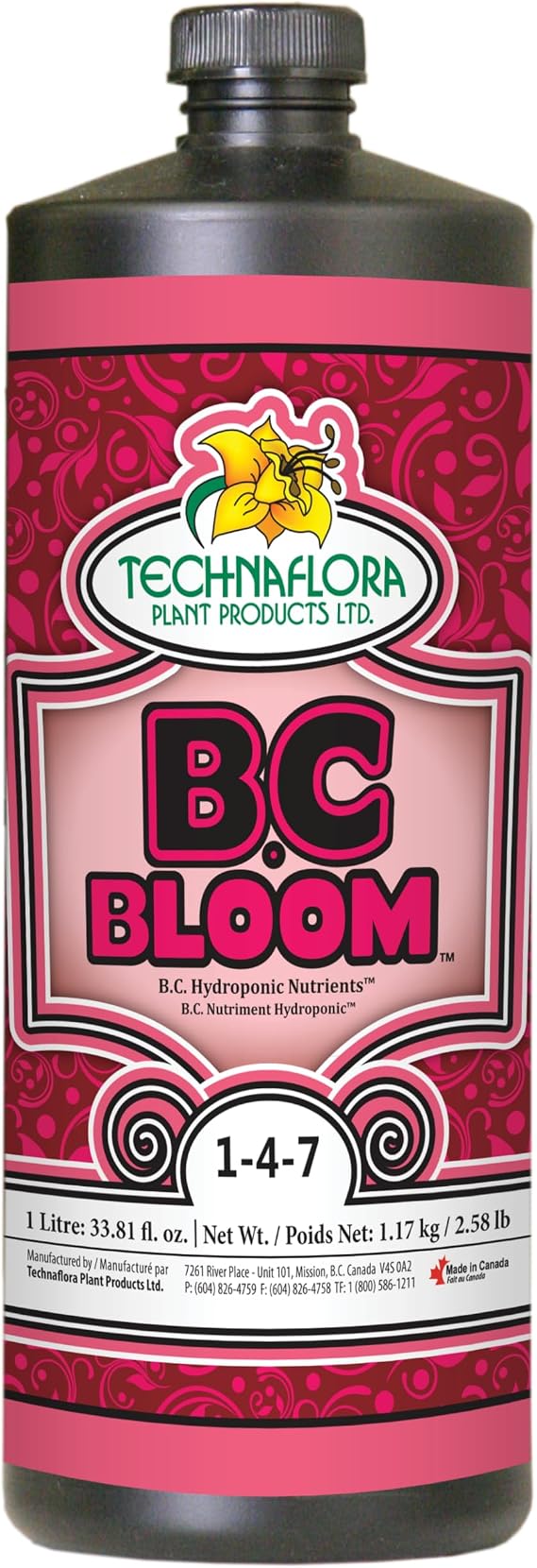 Technaflora B.C. Bloom Hydroponic Flowering Fertilizer 1-4-7 1 L