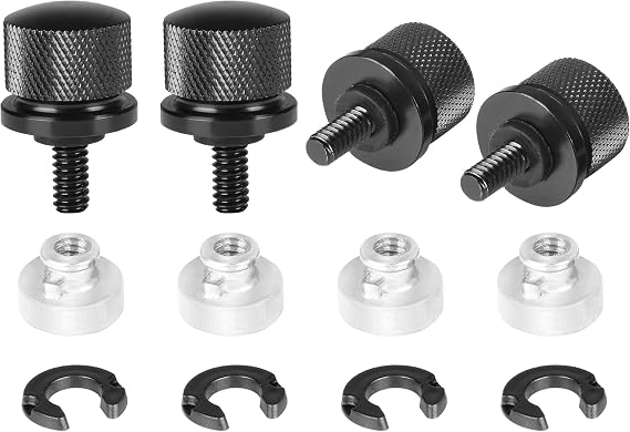4 Pcs Seat Bolt Screw Nut Kit for Harley Rear Fender Seat Nut Kit Rear Mount Screw 1/4-20 Thread Compatible with Softail Touring Dyna (Black Style)