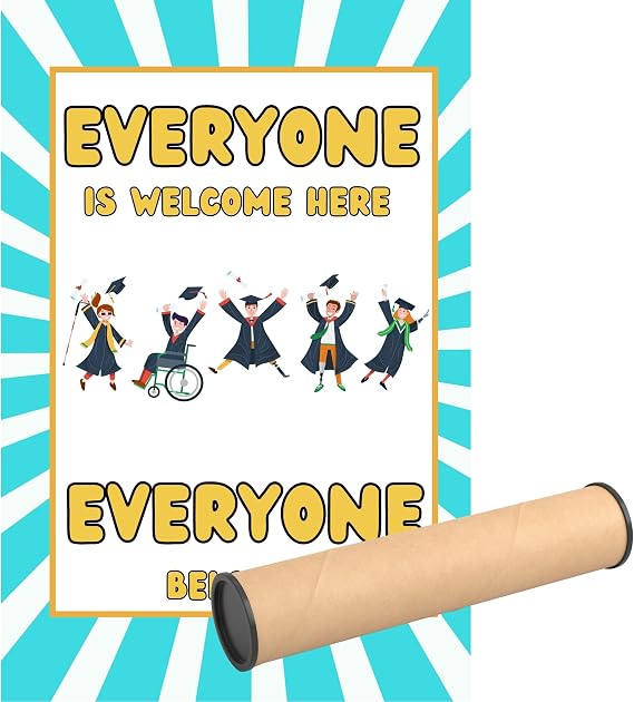 ADOGEO Be Different Motivational Poster (16x24) | Individuality & Acceptance Wall Art for Elementary to High School Classroom Decor (Everyone Is Welcome Here)