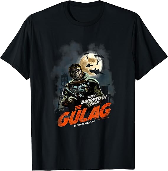 Call of Duty Halloween Gulag Tryhards Never Die Distressed T-Shirt, Men, Black, Small