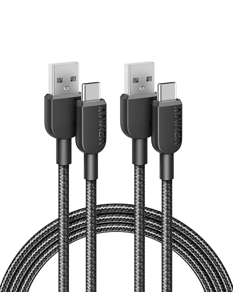 Anker USB C Charger Cable [2 pack, 6ft], 310 Nylon USB A to USB C Cable Fast Charging for iPhone 17/16/15, iPad Pro, Samsung Galaxy, and More (USB 2.0, Black)