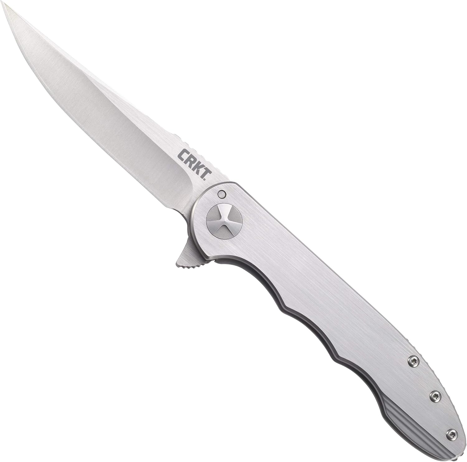 CRKT Up & At 'Em Folding Pocket Knife: Everyday Carry, Satin Blade, Frame Lock, Stainless Steel Handle, Deep Carry Pocket Clip 7076
