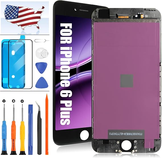 for iPhone 6 Plus Screen Replacement, LCD Screen for iPhone 6 Plus A1522 A1524 5.5" LCD Display Touch Digitizer Panel Full Assembly Kits with Repair Tools (Black)