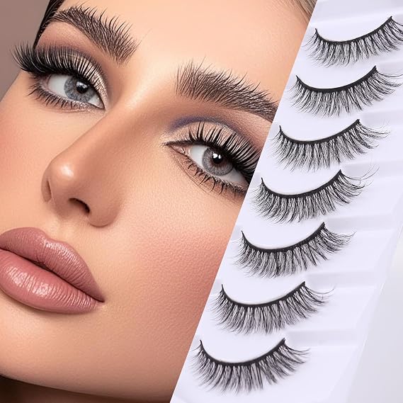 Half Lashes Natural Look Fluffy False Eyelashes Eye Lashes 3D Natural Volume Accent Lashes 7 Pairs Pack