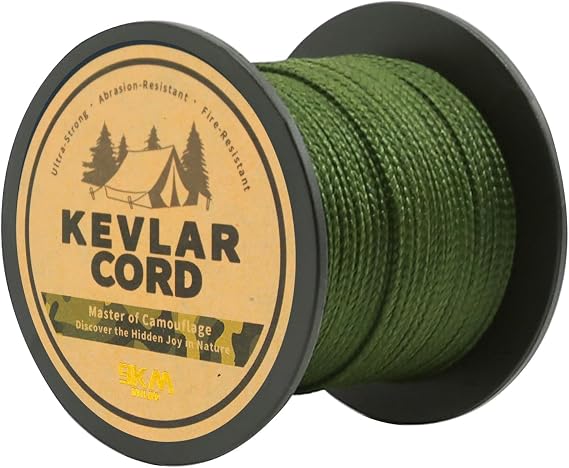 9KM DWLIFE Camo Green Kevlar Cord, High-Strength Abrasion-Resistant Line