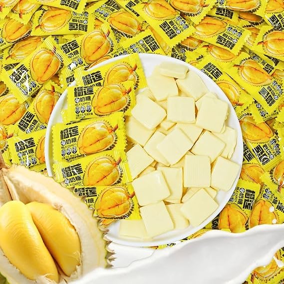 Durian Milk Candy (50/100/200pcs) Juice Soft Sugar, Dessert,Taffee, New Year Snack,Vegan,Leisure Food,Confectionery,Sweets,Fruit & Chewy, Delicious Chinese Snack Gift (200 pcs)