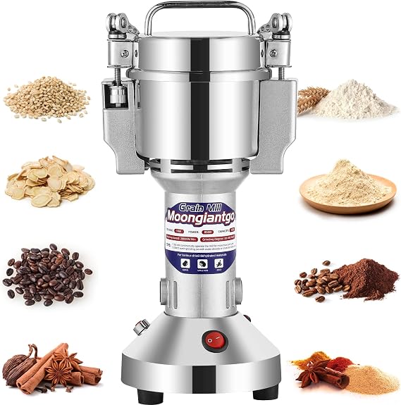 Moongiantgo Grain Mill Grinder Electric, 150g Upright, 110V | Commercial Spice Grinder 850W Stainless Steel Pulverizer Dry Grinding Machine for Wheat Corn Rice Pepper Herbs Coffee Beans
