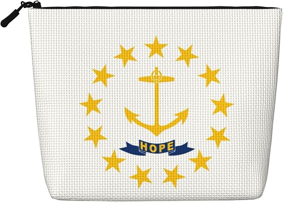 Rhode Island State Flag print Travel Makeup Bag Toiletry Bag akeUp Purse Pouch with Zipper Makeup Organizer for Women, Black, One Size