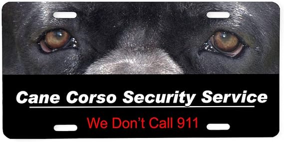 CafePress Cane Corso Security Service Aluminum License Plate, Front License Plate, Vanity Tag