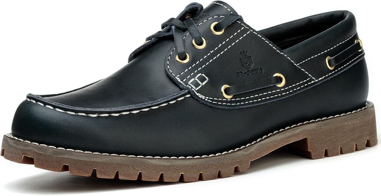 1 Handmade Men's Classic Boat & Deck Shoes Moc Toe Lace Up Full Grain Leather Comfortable Fashion Casual