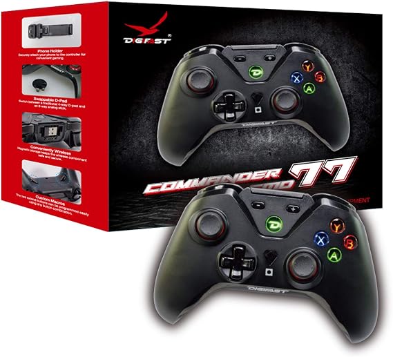 Commander Wireless Controller, Gaming Wireless Controller for PC Windows 7/8/10, PS3, 10-Hour Rechargeable Battery, 1-Million Button Presses