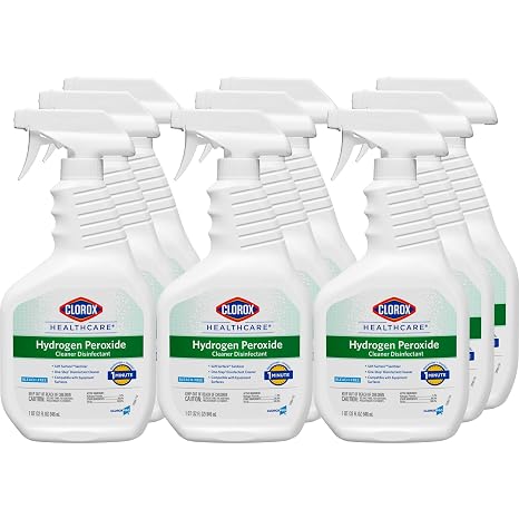 Clorox Healthcare Hydrogen Peroxide Cleaner Disinfectant, Bleach Free, 32 Fluid Ounces, Pack of 9 (Package May Vary)