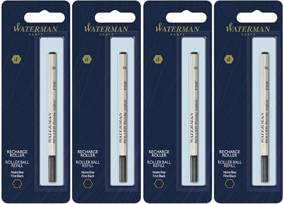 Waterman(R) Refill, Rollerball, Fine Point, 0.5 mm, Black (4-Pack)