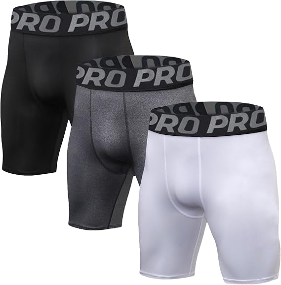 3 Pack Compression Shorts Mens Running Quick Dry Baselayer Shorts