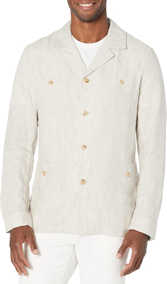Cubavera Men's Long Sleeve Linen Delave Guayabera Jacket